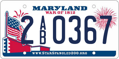 MD license plate 2AB0367