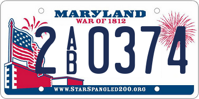 MD license plate 2AB0374