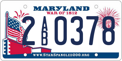 MD license plate 2AB0378