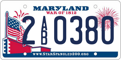 MD license plate 2AB0380