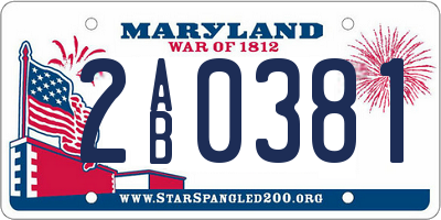 MD license plate 2AB0381