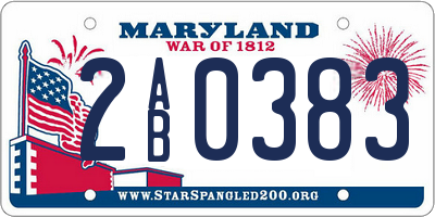 MD license plate 2AB0383