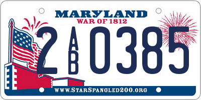 MD license plate 2AB0385