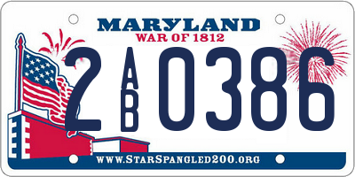 MD license plate 2AB0386