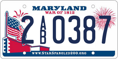 MD license plate 2AB0387