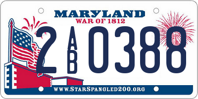 MD license plate 2AB0388