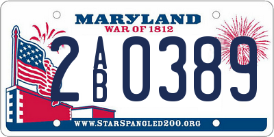 MD license plate 2AB0389