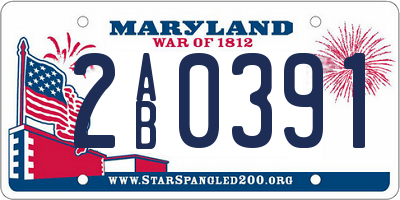 MD license plate 2AB0391