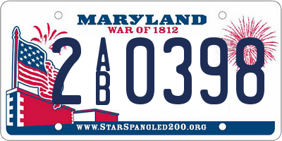 MD license plate 2AB0398