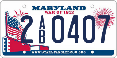 MD license plate 2AB0407