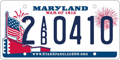 MD license plate 2AB0410
