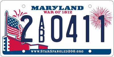 MD license plate 2AB0411