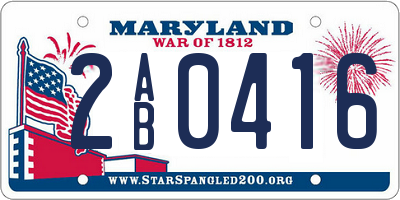 MD license plate 2AB0416