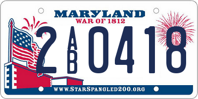 MD license plate 2AB0418