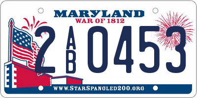 MD license plate 2AB0453