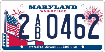 MD license plate 2AB0462