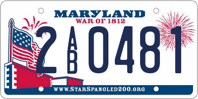 MD license plate 2AB0481