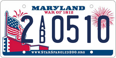 MD license plate 2AB0510