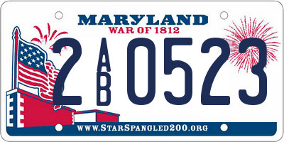 MD license plate 2AB0523