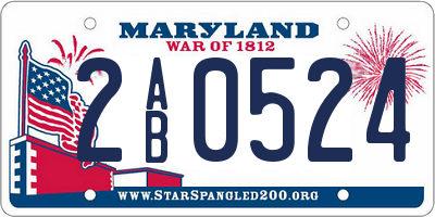 MD license plate 2AB0524