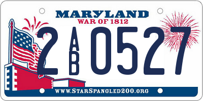 MD license plate 2AB0527
