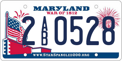 MD license plate 2AB0528