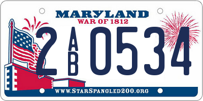 MD license plate 2AB0534