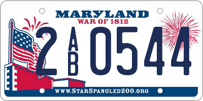 MD license plate 2AB0544