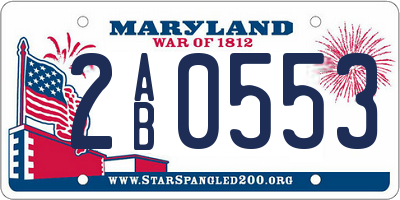 MD license plate 2AB0553