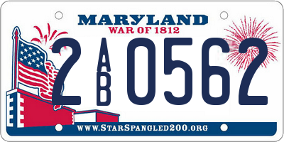 MD license plate 2AB0562