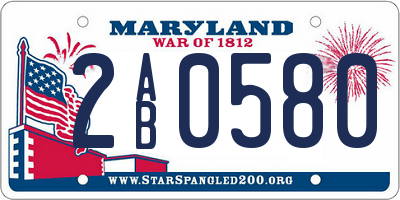 MD license plate 2AB0580