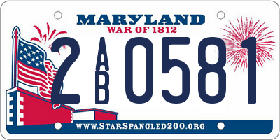 MD license plate 2AB0581