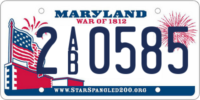 MD license plate 2AB0585