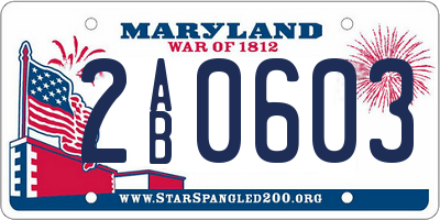 MD license plate 2AB0603