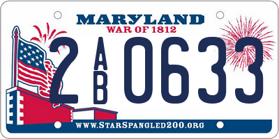 MD license plate 2AB0633