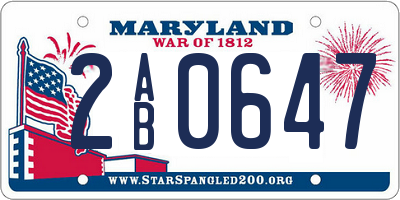 MD license plate 2AB0647