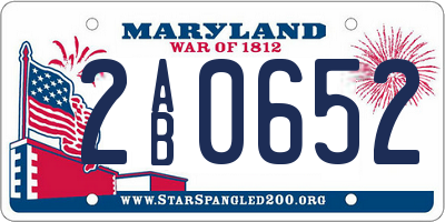 MD license plate 2AB0652