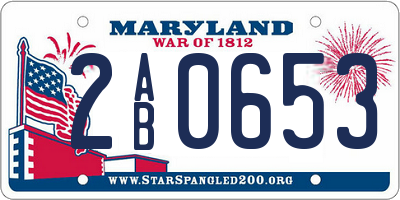 MD license plate 2AB0653