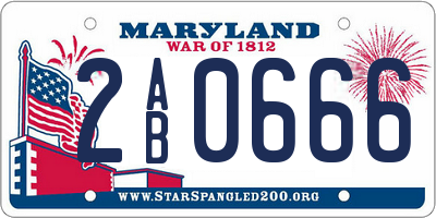 MD license plate 2AB0666