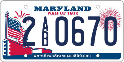 MD license plate 2AB0670