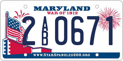 MD license plate 2AB0671