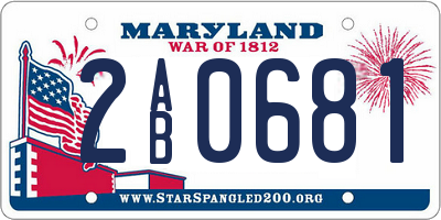 MD license plate 2AB0681