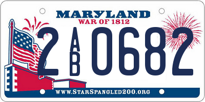 MD license plate 2AB0682