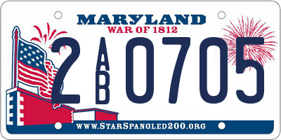 MD license plate 2AB0705