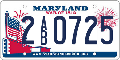 MD license plate 2AB0725