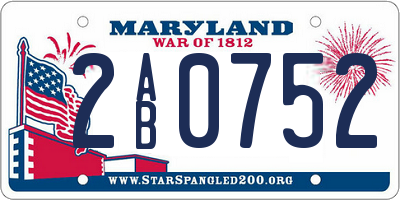 MD license plate 2AB0752