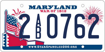 MD license plate 2AB0762