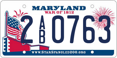 MD license plate 2AB0763