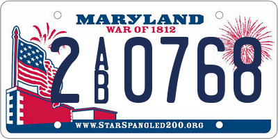 MD license plate 2AB0768