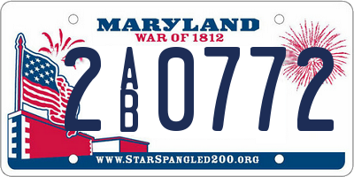 MD license plate 2AB0772